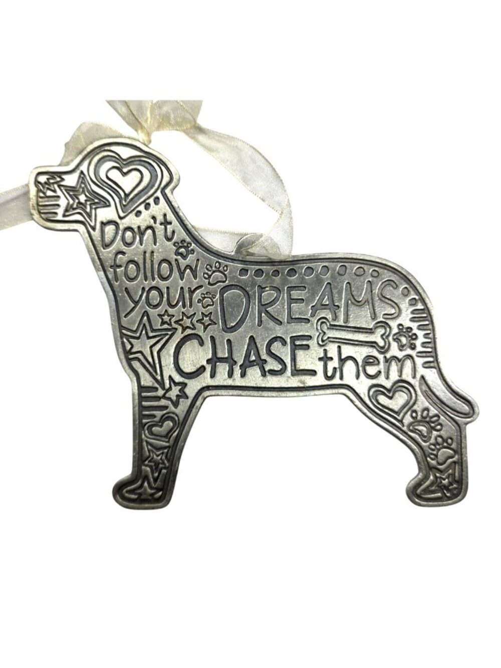 Dog Pewter Ornament Inspirational quote metal doglover gift christmas